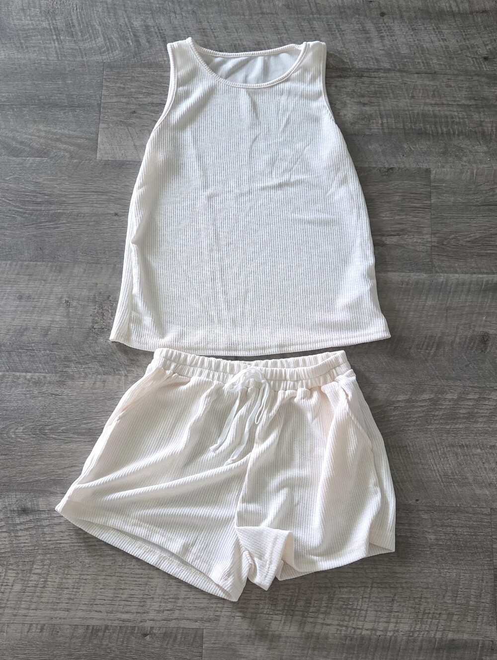Shein Cream Matching Tank and Shorts Set.